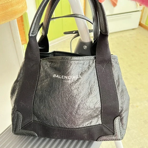 Balenciaga | Bags | Balenciaga Navy Small Cabas Black | Poshmark